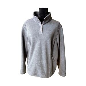 L.L. Bean Women’s XL Petite Gray Fleece Snap Pullover Sweater
